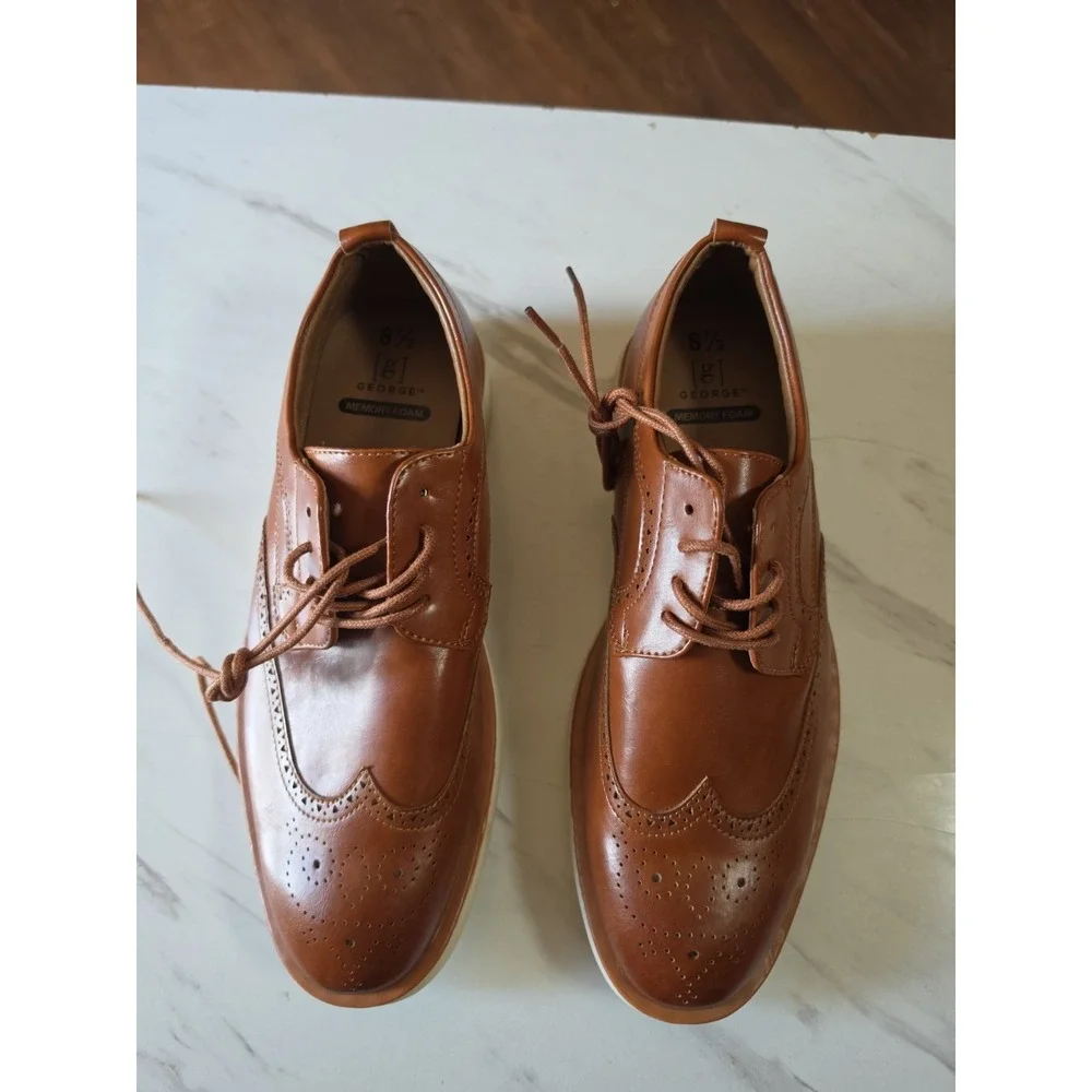 8.5  Mens George Jonaah Wingtip Oxford Dress Shoes Memory Insole True To Size